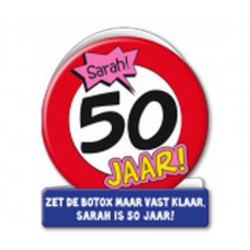 Wenskaart 50 jaar verkeersbord sarah
